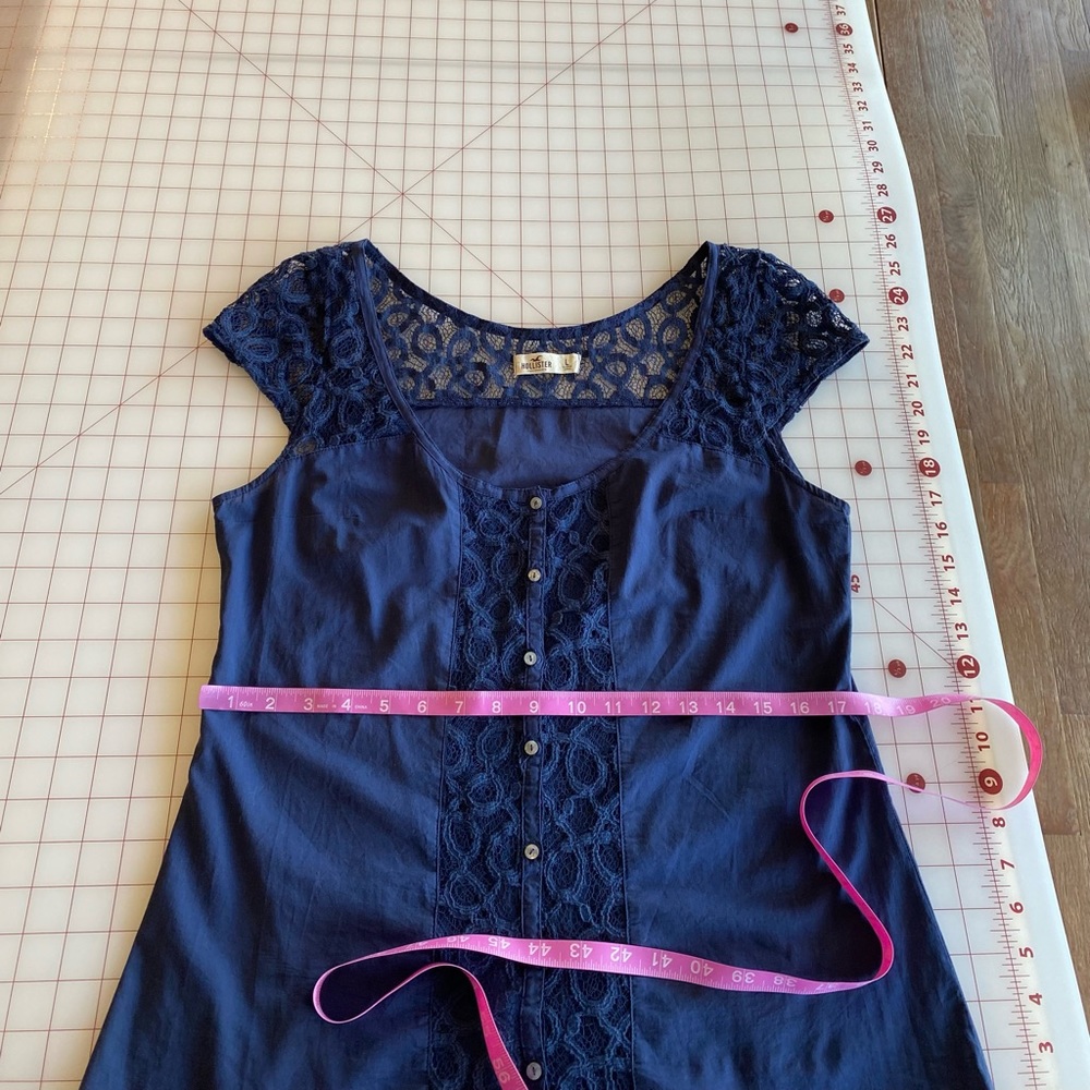 Hollister navy dark blue boho lace detail button down size large - Picture 11 of 16